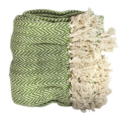Cotton blanket in green from India