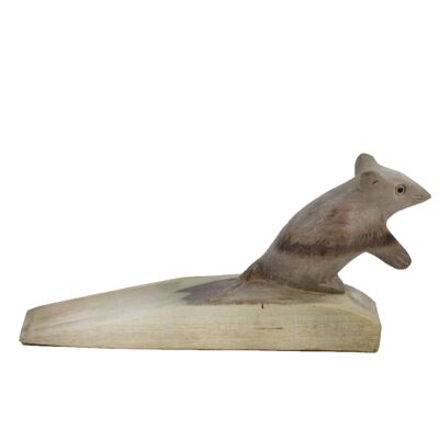 Fermaporta mouse in legno grigio