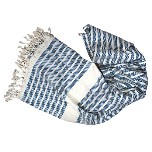 Handtuch Fouta petrol-beige gestreift, Baumwolle