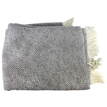 Couverture bleu-gris, couverture en laine à motif losanges 1