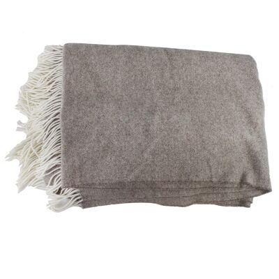 Blanket uni brown, woolen blanket handmade