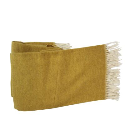 Manta uni amarillo mostaza, manta de lana hecha a mano
