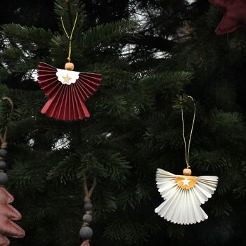 Ornement d'arbre en papier fait main ange rouge 4