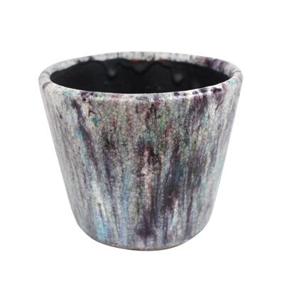 Flower pot made of ceramic purple mottled 14cm