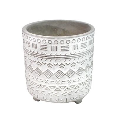 Vaso da fiori in cemento grigio chiaro greco, fatto a mano