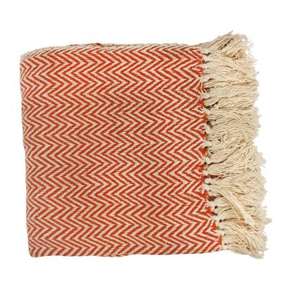 Cotton blanket in orange from India
