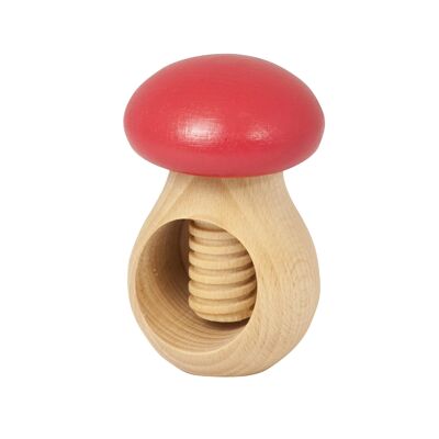 Nutcracker mushroom with screw thread made of wood, red