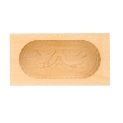 Butterform aus Holz 2 Vögel Motiv, Sturz-Form 250g