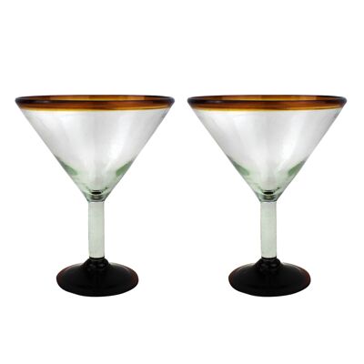 Martini glasses from Mexico in a set of 2 amber