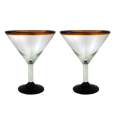 Copas de Martini de México en un juego de 2 ámbar