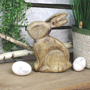 Lapin de Pâques en bois fait main Charly 20cm 2