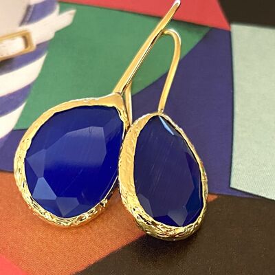 Earrings cateye cobalt blue