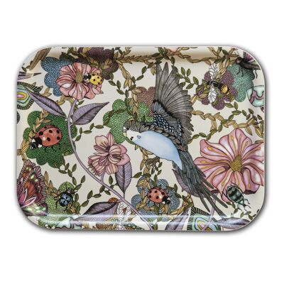 Tray 27x20 cm Budgies offwhite