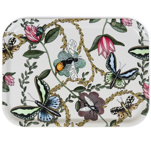 Tray 27x20 cm Bugs & Butterflies offwhite