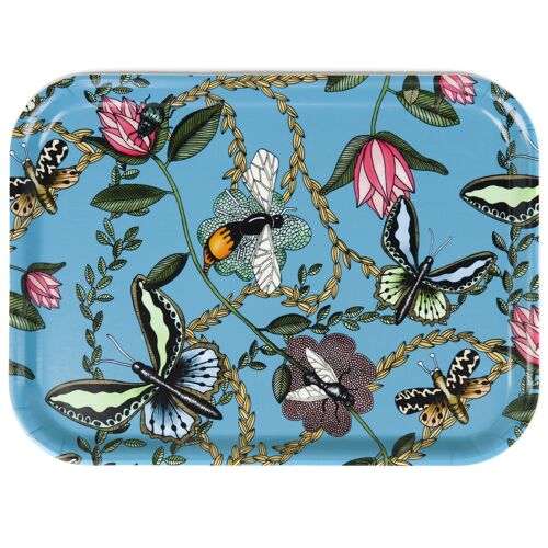 Tray 27x20 cm Bugs & Butterflies turquoise