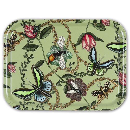 Tray 27x20 cm Bugs & Butterflies green