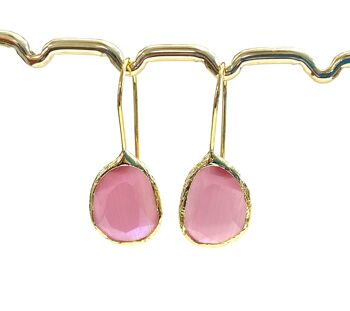 Boucles d'oreilles cateye rose 2