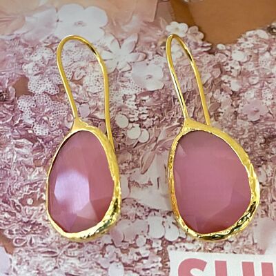 Pendientes cateye rosa