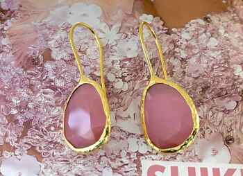 Boucles d'oreilles cateye rose 1