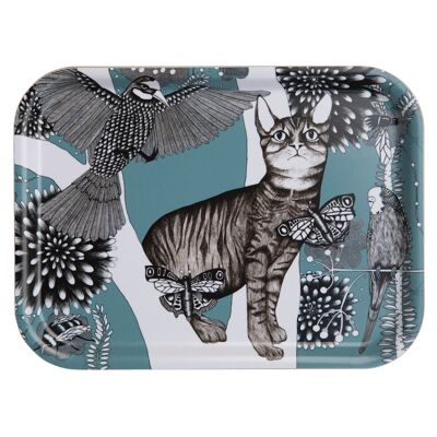 Tray 27x20 cm the Cat turquoise