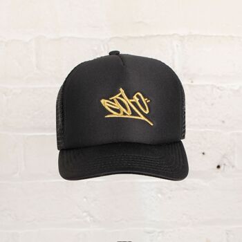 CASQUETTE TRUCKER MESH NOIRE - LOGO GOLD TAG 3