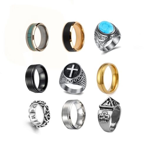 Ringen stainless steel | zilver/goud kleurig | Dames ring | Heren ring | Set van 9