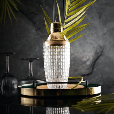Luxury Glass Cocktail Shaker | Gold