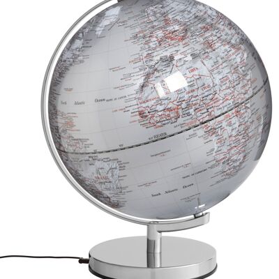 TERRESTRIAL GLOBE WITH LIGHT EMFORM Ø 30 CMS. STELLAR SILVER LIGHT