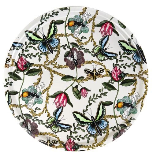 Tray 38 cm Bugs & Butterflies offwhite