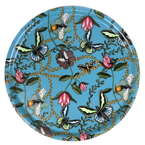 Tray 38 cm Bugs & Butterflies turquoise