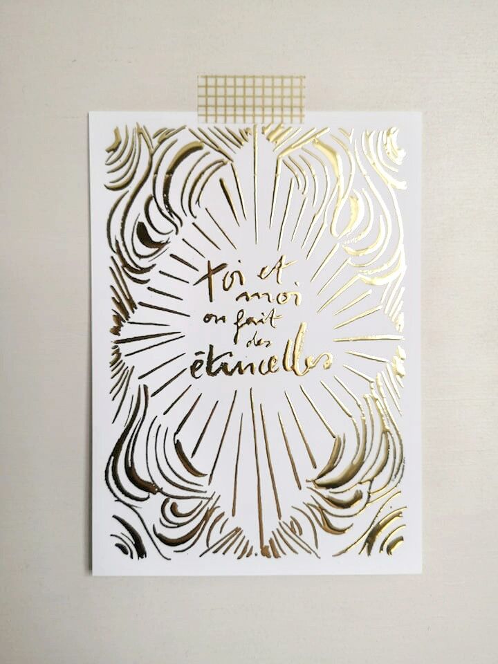 Cartolina dorata "Le scintille"