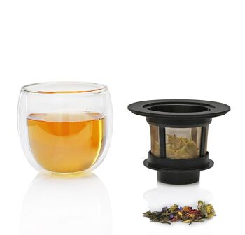 HOT GLASS SYSTEM, 200 ml, verre à thé double paroi + filtre permanent 2