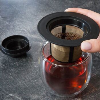 HOT GLASS SYSTEM, 200 ml, verre à thé double paroi + filtre permanent 4