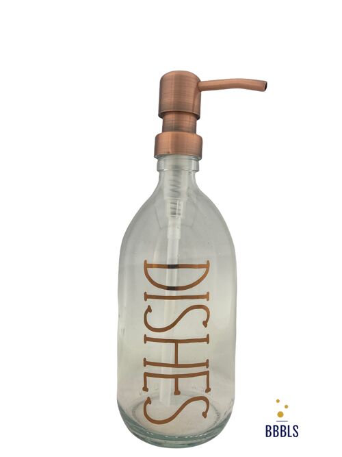Glazen fles koper 'Dishes' premium - 500ml