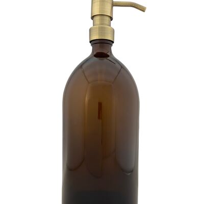Bruin glazen fles premium gouden pomp - 1ltr
