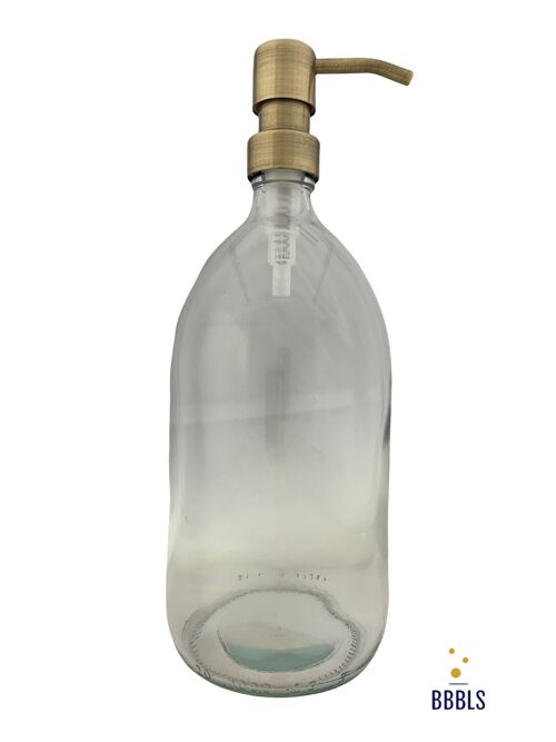Glazen fles premium gouden pomp - 1ltr