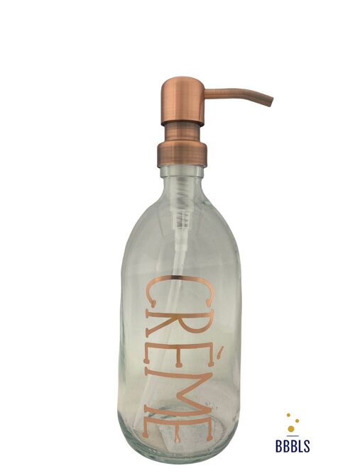 Glazen fles koper 'Creme' premium - 500ml