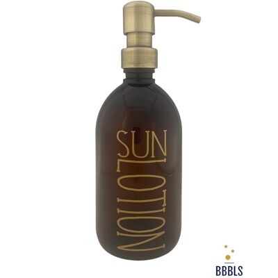 Bruin PET fles goud 'Sunlotion' premium - 500ml