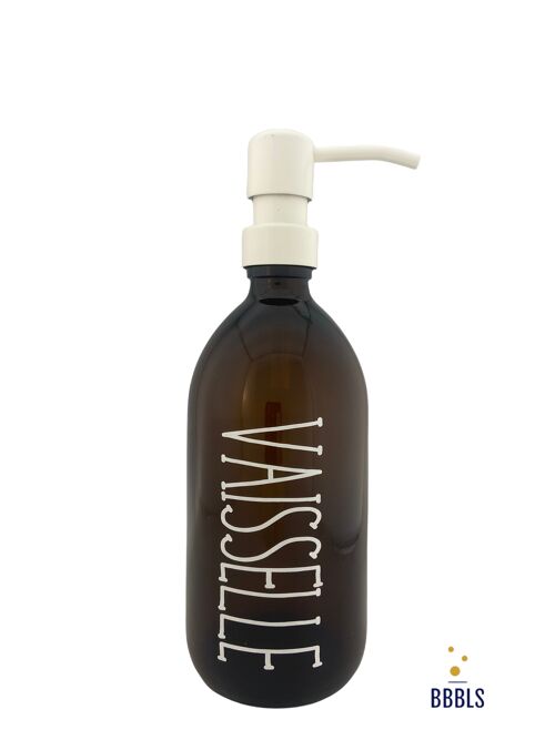 Bruin glazen fles wit 'Vaisselle' premium - 500ml