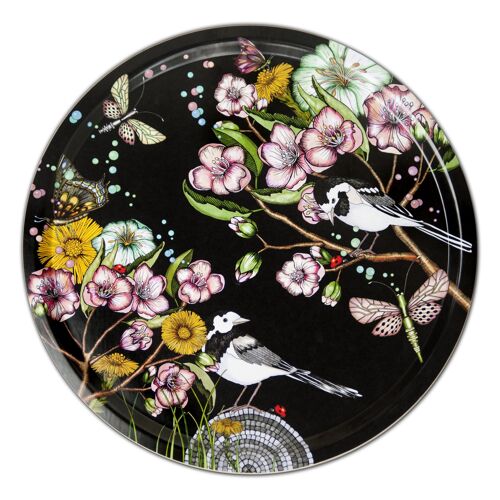 Tray 38 cm Wagtails spring black