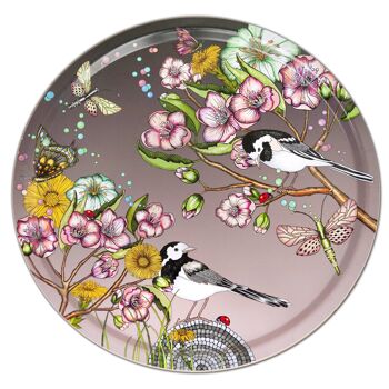 Plateau 38 cm Wagtails printemps rose