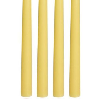 Very nice tapered dinner candles in spring color soft yellow 4 pcs