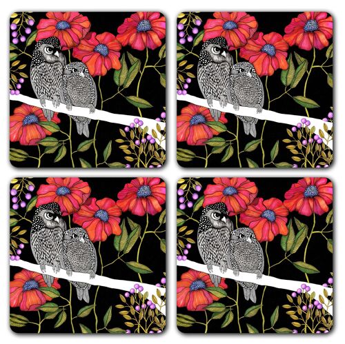 Coasters 9x9 cm Angry owls