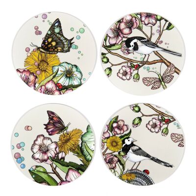 Coasters 9 cm Wagtails spring offwhite