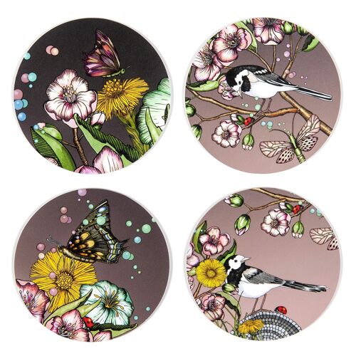 Coasters 9 cm Wagtails spring rose