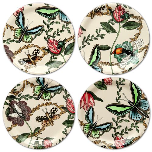 Coasters 11 cm Bugs & Butterflies offwhite