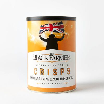 The Black Farmer Cheddar und karamellisierte Zwiebelchips 95 g – Perfect Crisps Share Bag