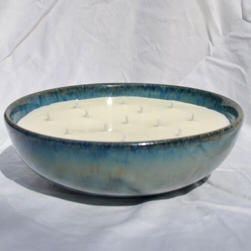 Lavender and Lime Scented Candle Bowl – Blue