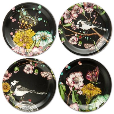 Coasters 11 cm Wagtails spring black