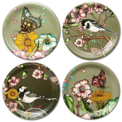 Coasters 11 cm Wagtails spring green